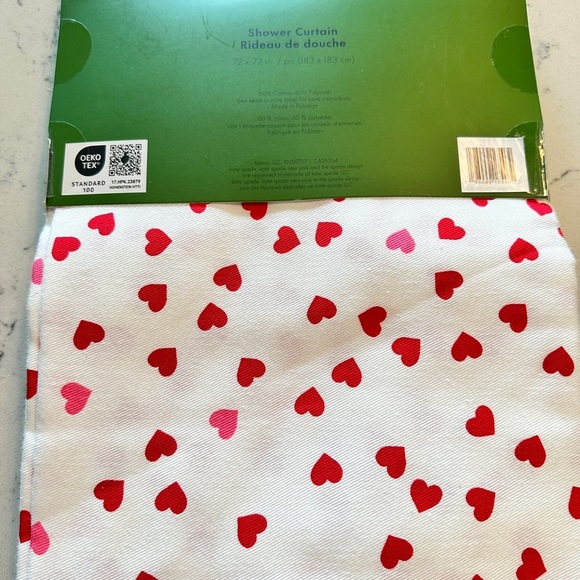 Kate Spade Red & Pink Heart Shower Curtain (72 x 72) - Picture 6 of 7